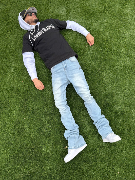 Blue Stacked Jeans v4